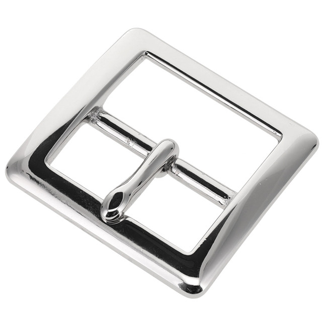 1316 Nickel Plate, Center Bar Buckle, Solid Brass-LL