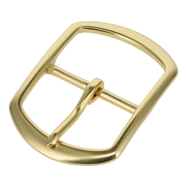 TV335 Natural Brass, Center Bar Buckle, Solid Brass-LL, Multiple Sizes