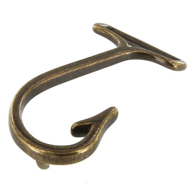 B7804 Fish Hook Buckle, Antique Brass, Solid Brass-LL, Multiple Sizes