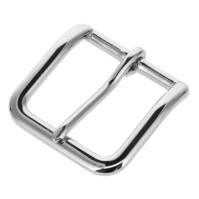 B1110 Nickel Plate, Heel Bar Buckle, Solid Brass-LL, Multiple Sizes