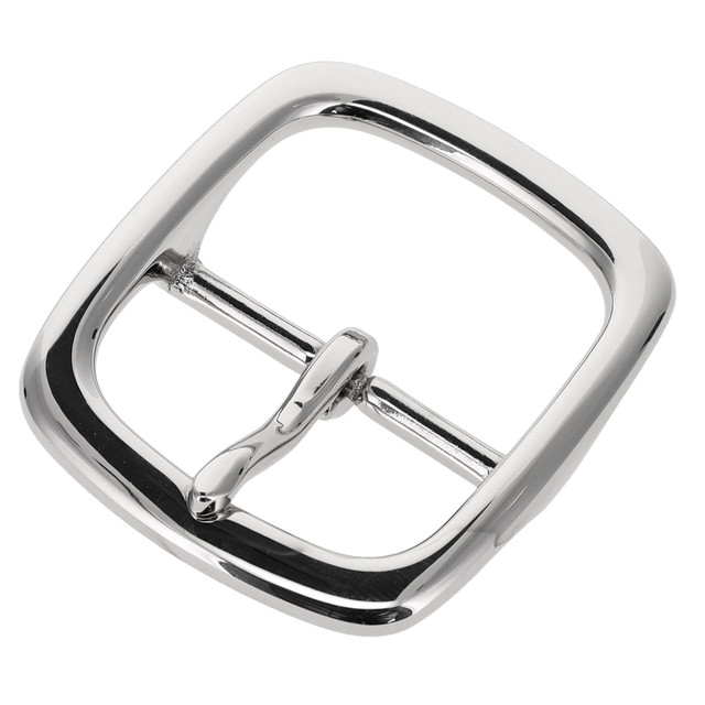1382 Nickel Plate, Center Bar Buckle, Solid Brass-LL, Multiple Sizes