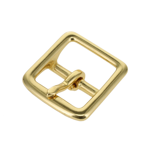 B3074 Natural Brass, Center Bar Buckle, Solid Brass-LL