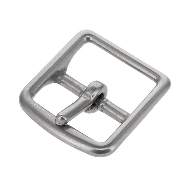 B3074 Nickel Matte, Center Bar Buckle, Solid Brass-LL
