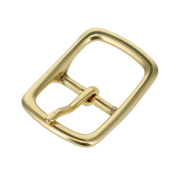 1210 Natural Brass, Center Bar Buckle, Solid Brass-LL