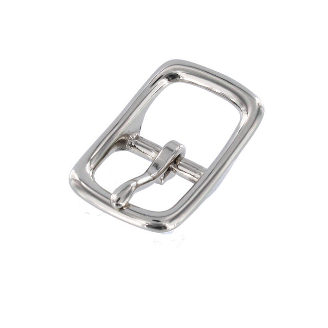 1210 Nickel Plate, Center Bar Buckle, Solid Brass-LL, Multiple Sizes