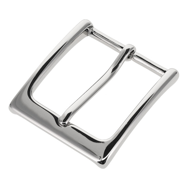T1002 Nickel Plate, Heel Bar Buckle, Solid Brass-LL, Multiple Sizes