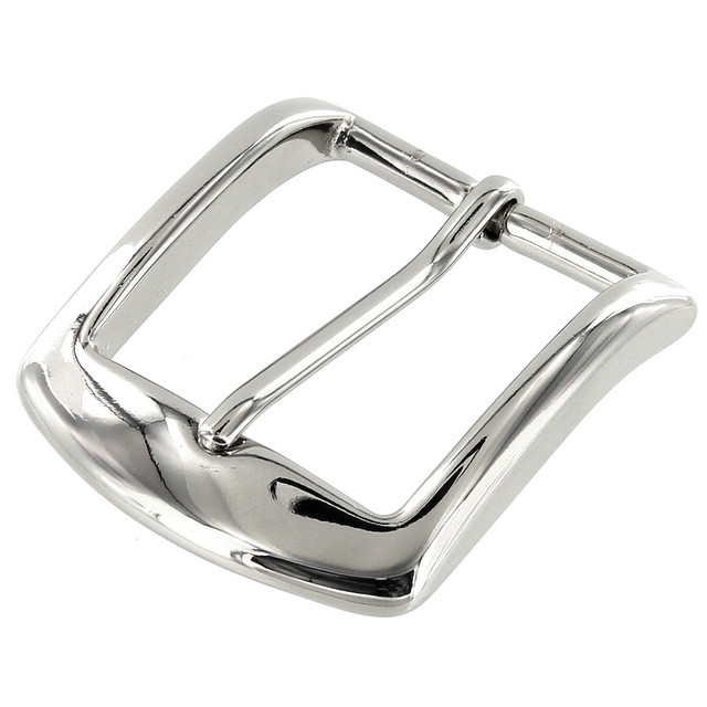 B8504 Nickel Plate, Heel Bar Buckle, Solid Brass-LL, Multiple Sizes