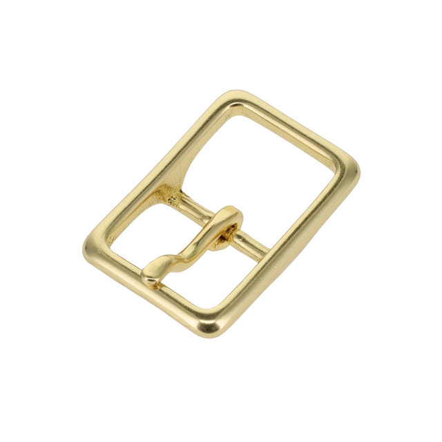 121 Natural Brass, Center Bar Buckle, Solid Brass-LL