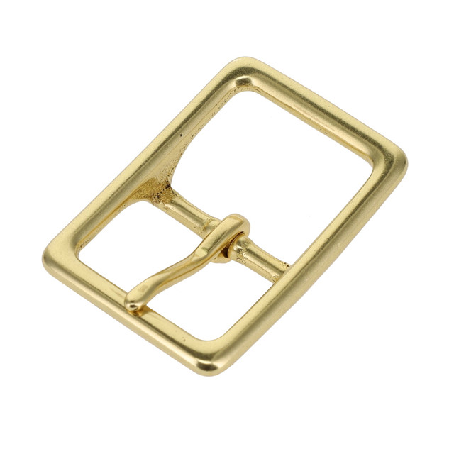 121 Natural Brass, Center Bar Buckle, Solid Brass-LL