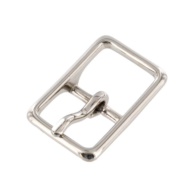 121 Nickel Plate, Center Bar Buckle, Solid Brass-LL, Multiple Sizes