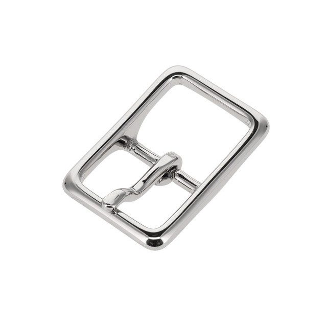 121 Nickel Plate, Center Bar Buckle, Solid Brass-LL