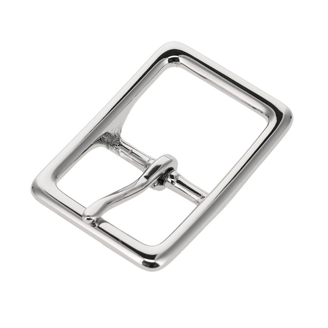 121 Nickel Plate, Center Bar Buckle, Solid Brass-LL