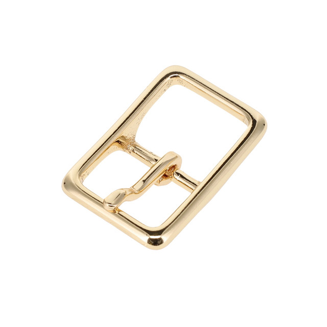 121 Gold Plate, Center Bar Buckle, Solid Brass-LL