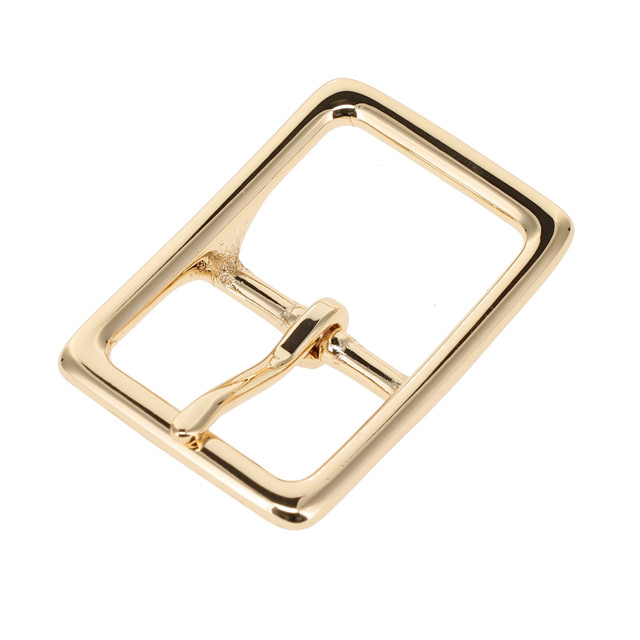 121 Gold Plate, Center Bar Buckle, Solid Brass-LL