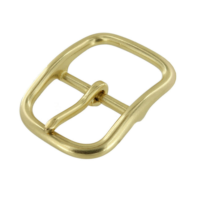 B9586 Natural Brass, Center Bar Buckle, Solid Brass-LL, Multiple Sizes