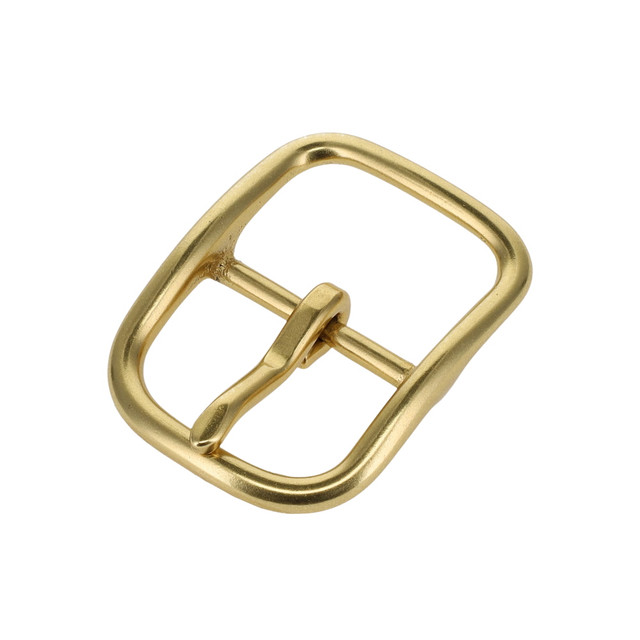 B9586 Natural Brass, Center Bar Buckle, Solid Brass-LL