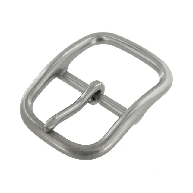 B9586 Nickel Matte, Center Bar Buckle, Solid Brass-LL, Multiple Sizes