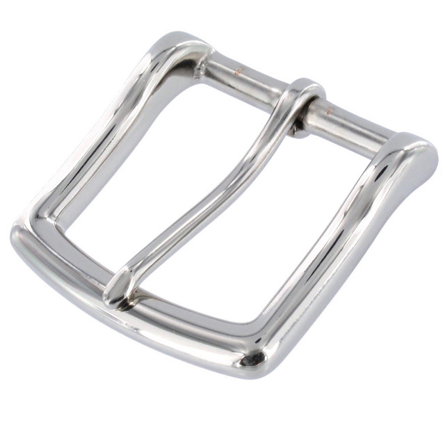 B1049 Nickel Plate, Heel Bar Buckle, Solid Brass-LL, Multiple Sizes