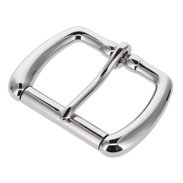 B1187 Nickel Plate, Roller Buckle, Solid Brass-LL, Multiple Sizes