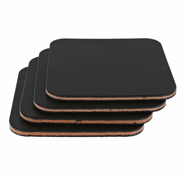 Leather Coasters, Wickett & Craig English Bridle, 4" Square, Black (250pc set)