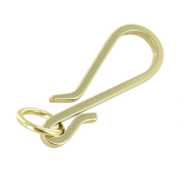 C5462 Natural Brass, Fish Hook Key Chain, Solid Brass-LL