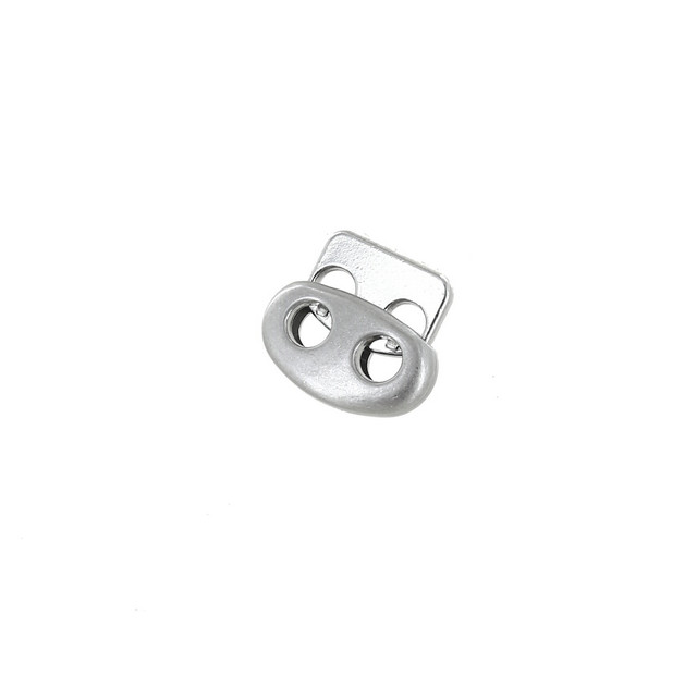 C5537 Nickel Matte, Double Hole Round Cord Lock, Zinc