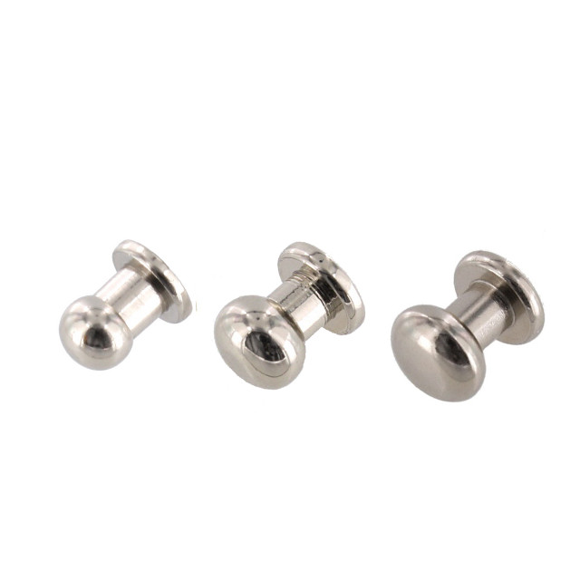 Collar Button, Nickel Plate, Solid Brass-LL, Multiple Sizes ***Requires the back post B-1414, sold separately***