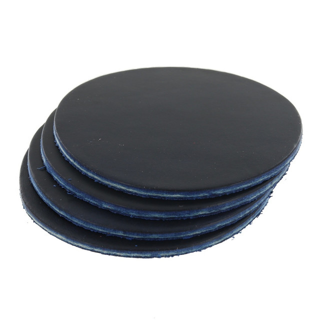 Leather Coasters, Horween Cavalier, Circle, Ink Blue (4pc set)