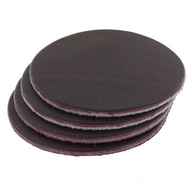 Leather Coasters, Horween Cavalier, Circle, Plum (4pc set)