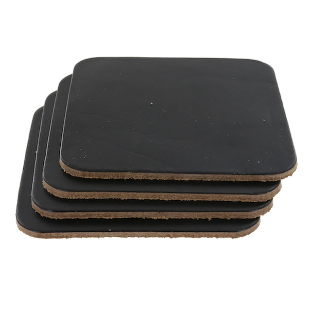 Leather Coasters, Horween Chromexcel, Square, Black (4pc set)