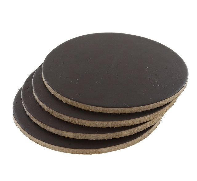 Leather Coasters, Horween Chromexcel, Circle, Brown (4pc set)