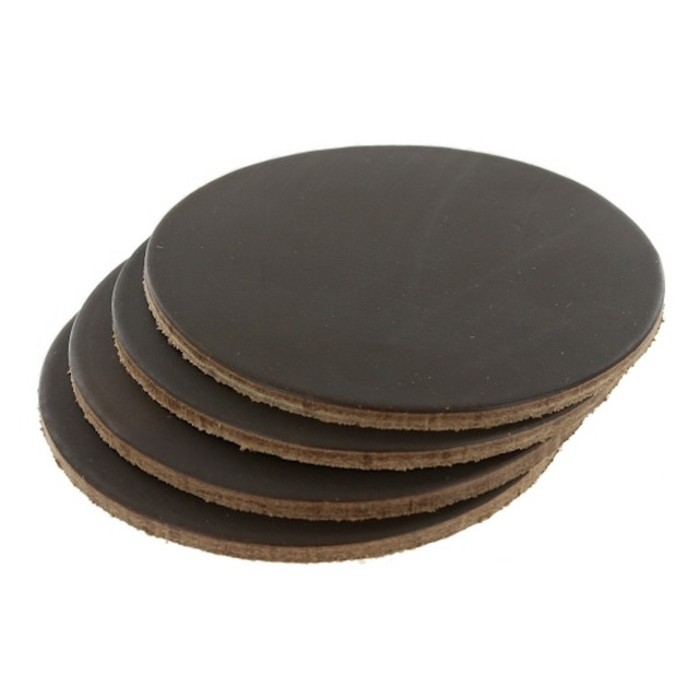 Leather Coasters, Horween Chromexcel, Circle, Dark Olive (4pc set)