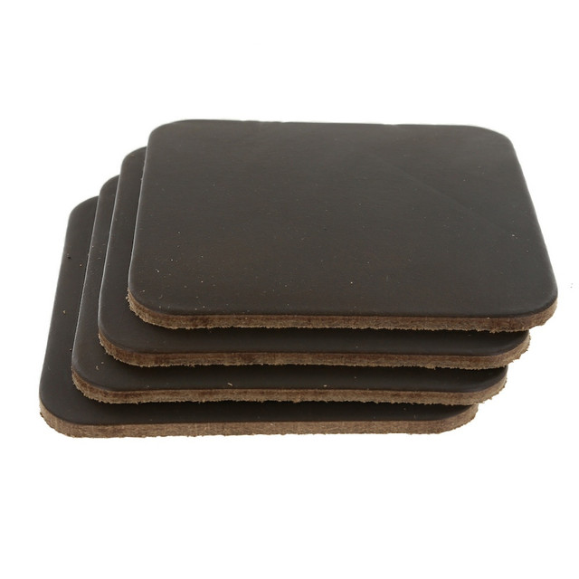 Leather Coasters, Horween Chromexcel, Square, Dark Olive (4pc set)