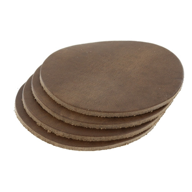 Leather Coasters, Horween Chromexcel, Circle, Natural (4pc set)
