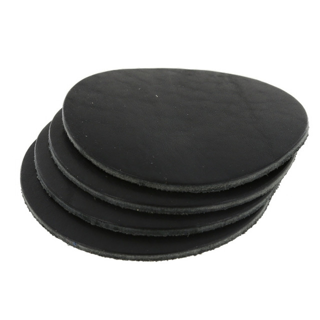 Leather Coasters, Horween Dublin, Circle, Black (4pc set)