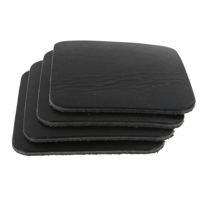 Leather Coasters, Horween Dublin, Square, Black (4pc set)