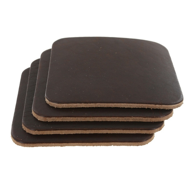 Leather Coasters, Horween Dublin, Square, Brown Nut (4pc set)