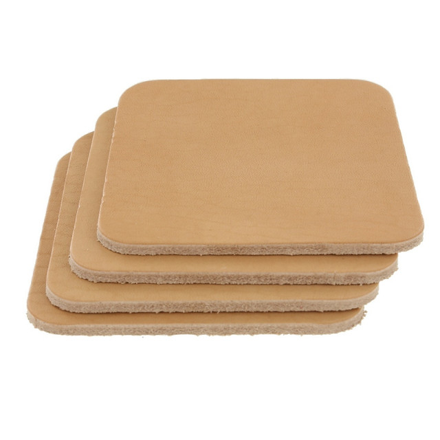 Leather Coasters, Horween Essex, Square, Natural (4pc set)