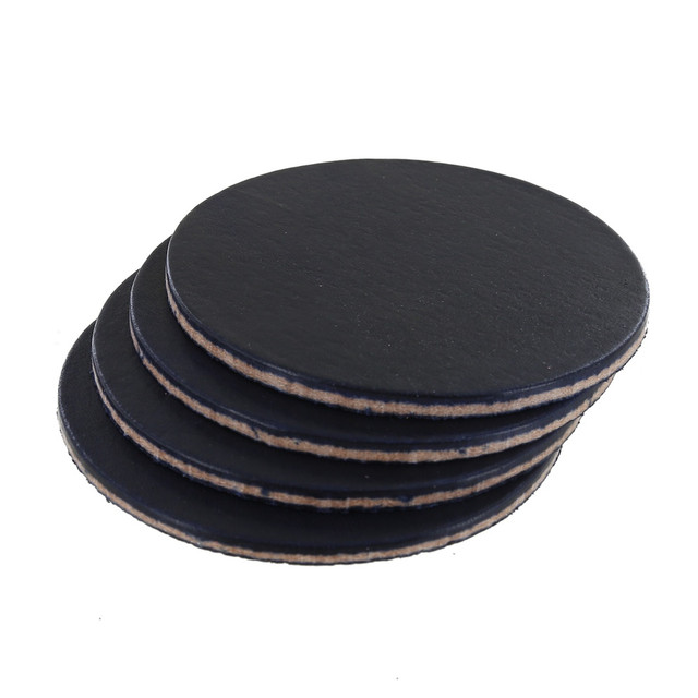 Leather Coasters, Wickett & Craig Traditional Harness, Circle, Navy (4pc set)