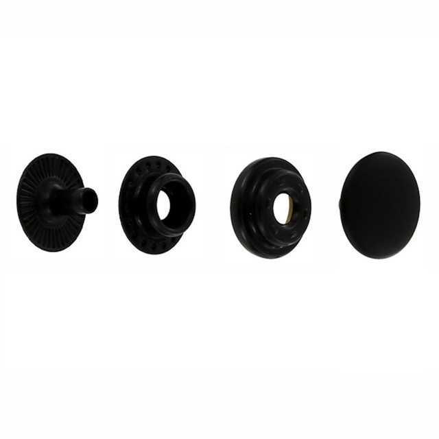 Line 20 / Line 24 Ring Socket Snap Fasteners, Black Matte, Solid Brass (100 per bag)