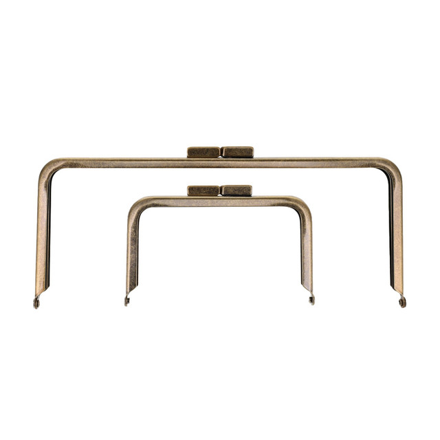 Metal Purse Frame, Square, Antique Brass