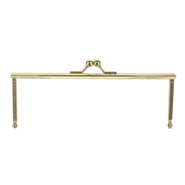 Metal Purse Frame, Square w/ Covered Legs, Natural Brass Plate