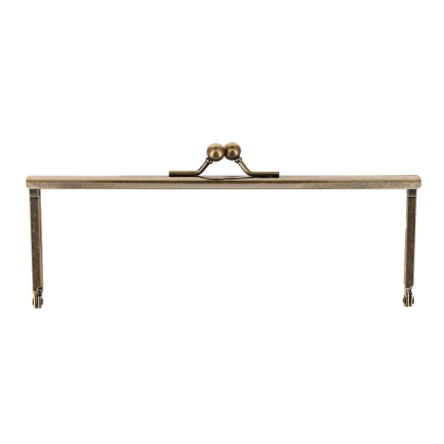 Metal Purse Frame, Square w/ Covered Legs, Antique Brass