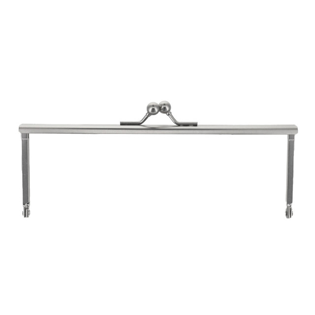 Metal Purse Frame, Square w/ Covered Legs, Nickel Matte