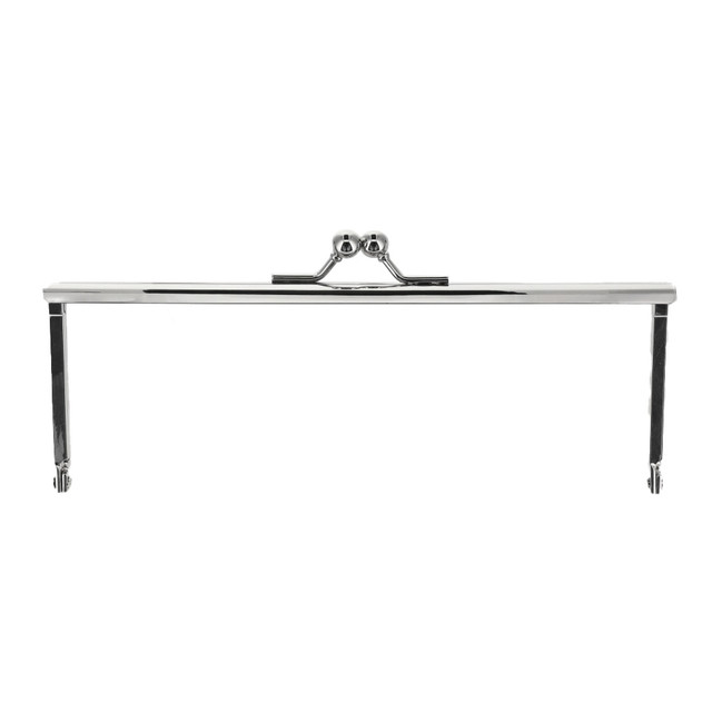 Metal Purse Frame, Square w/ Covered Legs, Nickel Plate