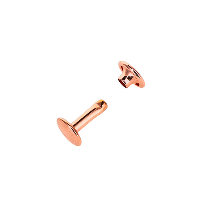 Double Cap Rivet, Copper Plate, Solid Brass-LL (100 sets per bag), Multiple Sizes