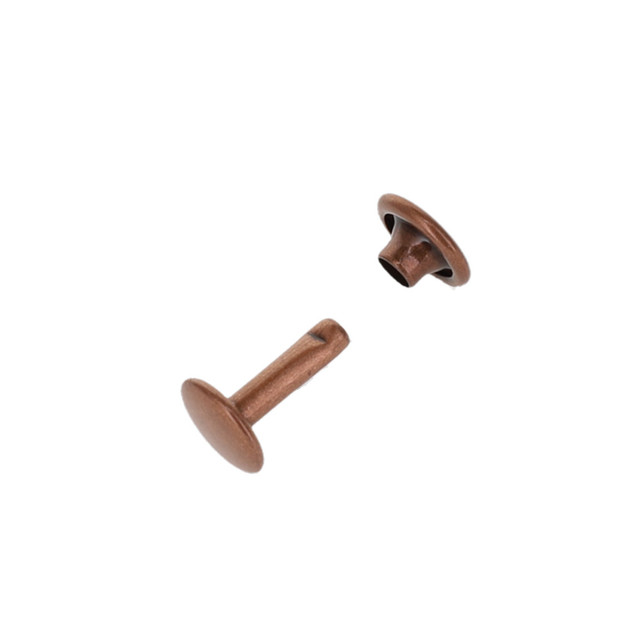Double Cap Rivet, Antique Copper, Solid Brass-LL (100 sets per bag), Multiple Sizes