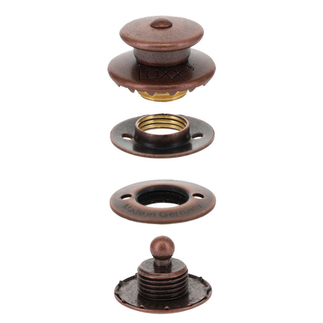 LOXX® Fastener Set, Antique Copper, Solid Brass 