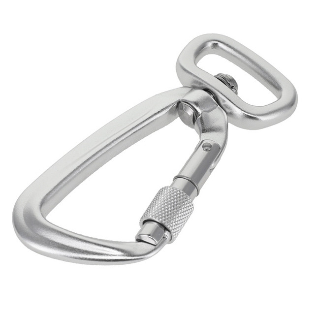 C5810 Silver Semi-Matte, Screw Lock Swivel Carabiner, Aluminum