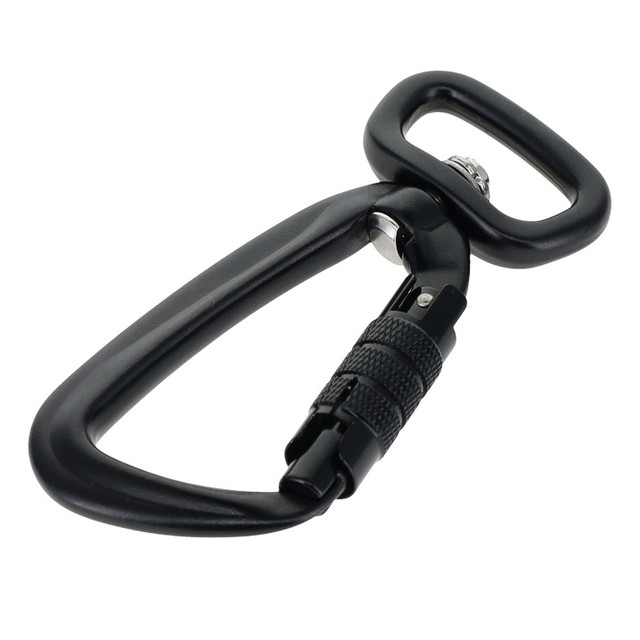 C5820 Black, Twist Lock Swivel Carabiner, Aluminum